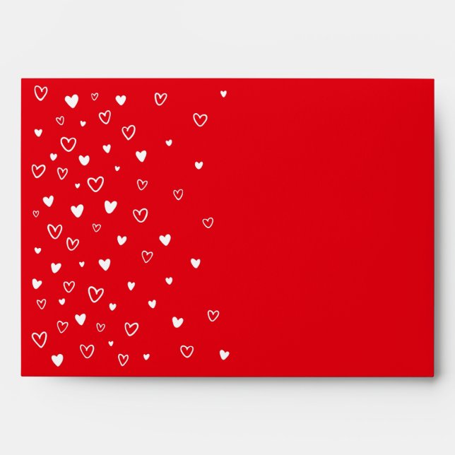 Personalized Kawaii Cute Red Hearts Snail Mail Envelope (Front)