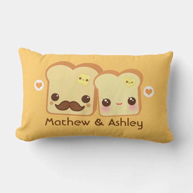 Personalized - Kawaii cute toasts couple Lumbar Pillow (Front)