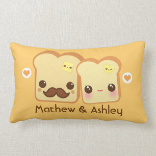 Personalized - Kawaii cute toasts couple Lumbar Pillow