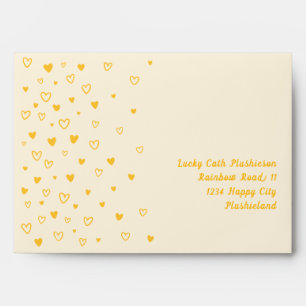 Personalized Kawaii Cute Yellow Hearts Pastel Envelope