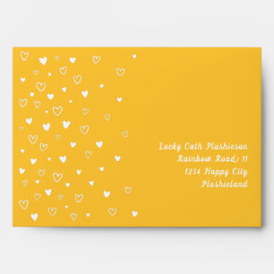 Personalized Kawaii Cute Yellow Hearts Snail Mail Envelope