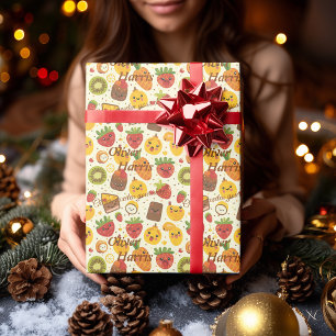 Personalized Kawaii Fruit Fiesta Gift Wrap Kids