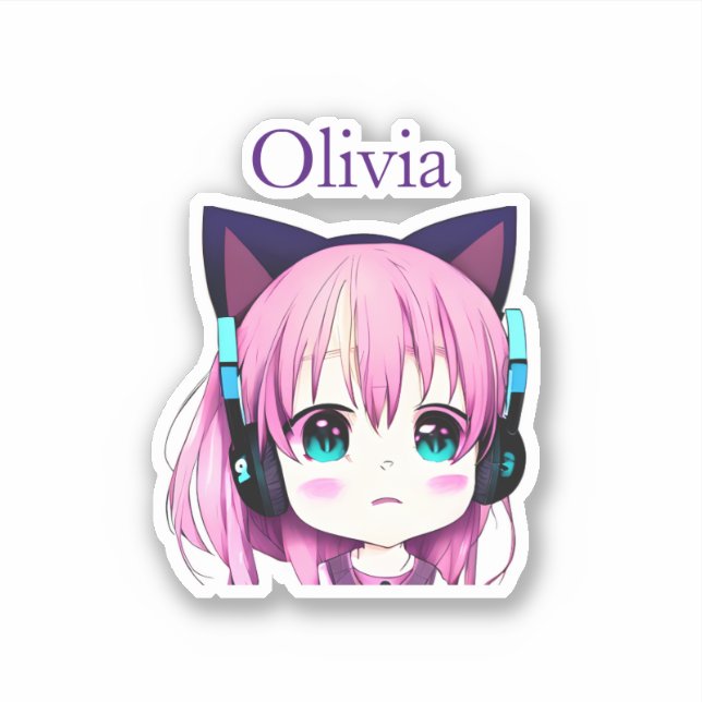 Personalized Kawaii Girl with Headphones on (Front)