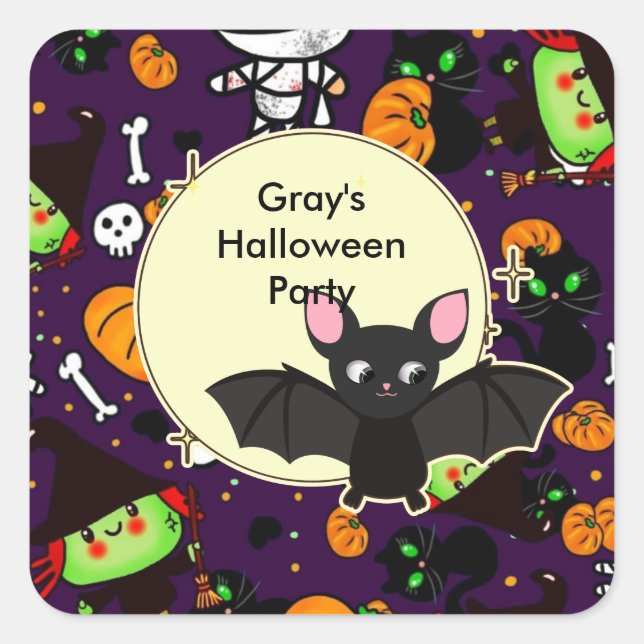 Personalized Kawaii Halloween labels say Thank you (Front)