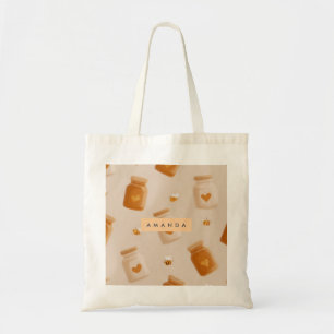 Personalized Kawaii Honey Jar Pattern Tote Bag