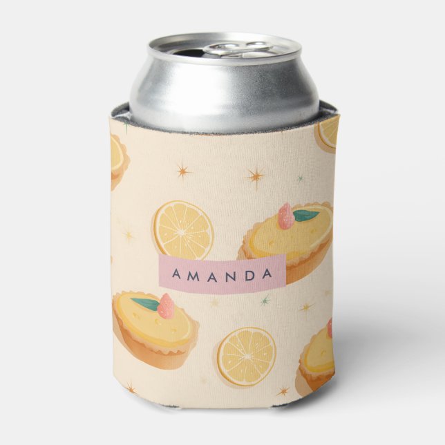 Personalized Kawaii Lemon Tart Pattern Can Cooler (Can Front)