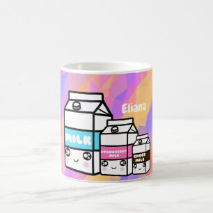 Personalized Kawaii Milk Trio Drawing Mosaic Mug