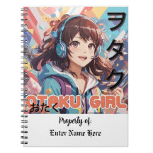 Personalized Kawaii Otaku Girl Anime Notebook