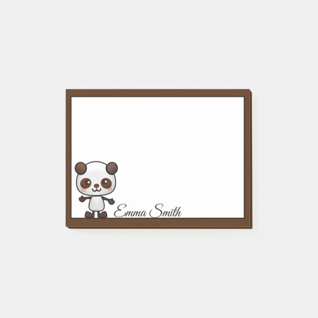 Personalized Kawaii Panda Bear Post-It Notes (Front)