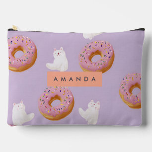 Personalized Kawaii Pastel Doughnuts Pattern Accessory Pouch