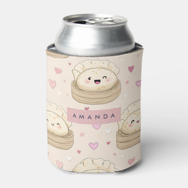Personalized Kawaii Pastel Dumpling Pattern Can Cooler (Can Front)