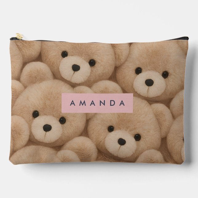 Personalized Kawaii Plush Teddy Bear Accessory Pouch (Front)