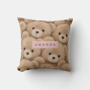 Personalized Kawaii Plush Teddy Bear Throw Pillow