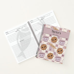 Personalized Kawaii Purple Cookie Keepsake Recipe Notebook