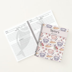 Personalized Kawaii Recipe Heart Keepsake Recipe Notebook
