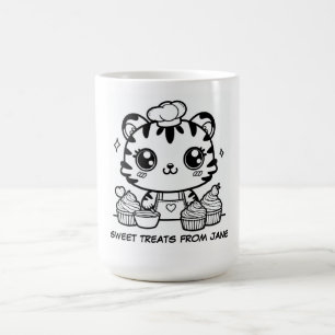 Personalized Kawaii Tiger Baker Mug Cute Cupcake