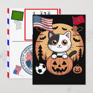 Personalized Kawaii Witch Cat World Cup Celebratio Holiday Postcard