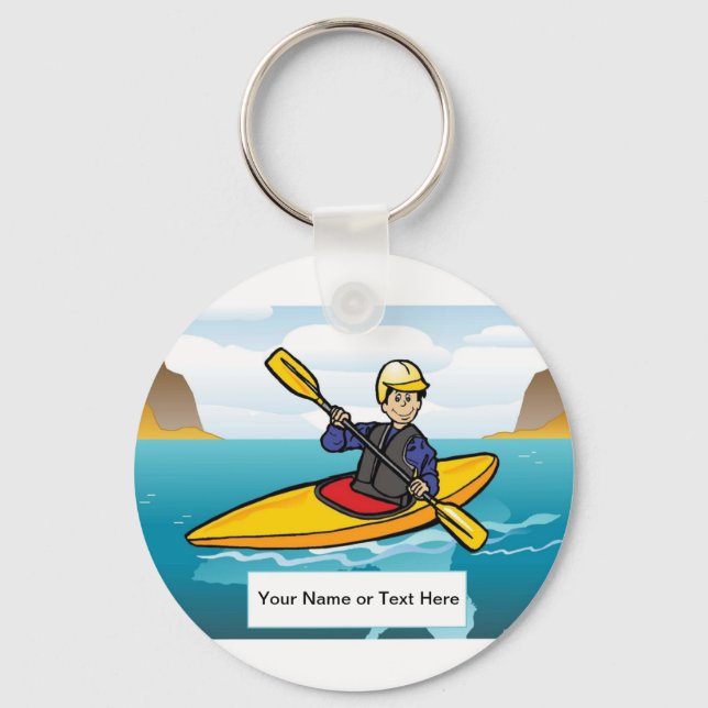 Personalized Kayaking - Male Cartoon  Keychain (Front)