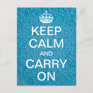 Personalized KEEP CALM and CARRY ON - blue stone Postcard