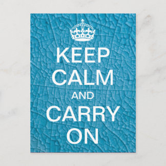 Personalized KEEP CALM and CARRY ON - blue stone Postcard