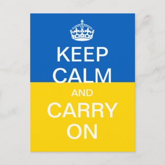 Personalized KEEP CALM and CARRY ON - Ukraine flag Postcard