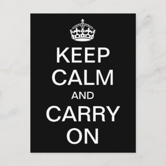 Personalized KEEP CALM and CARRY ON - white words Postcard