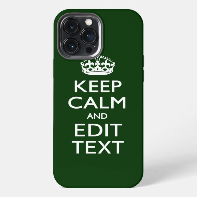 Personalized KEEP CALM AND Edit Text Green iPhone Case (Back)