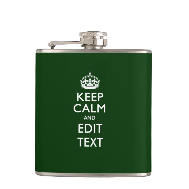 Personalized KEEP CALM AND Edit Text Hip Flask (Front)