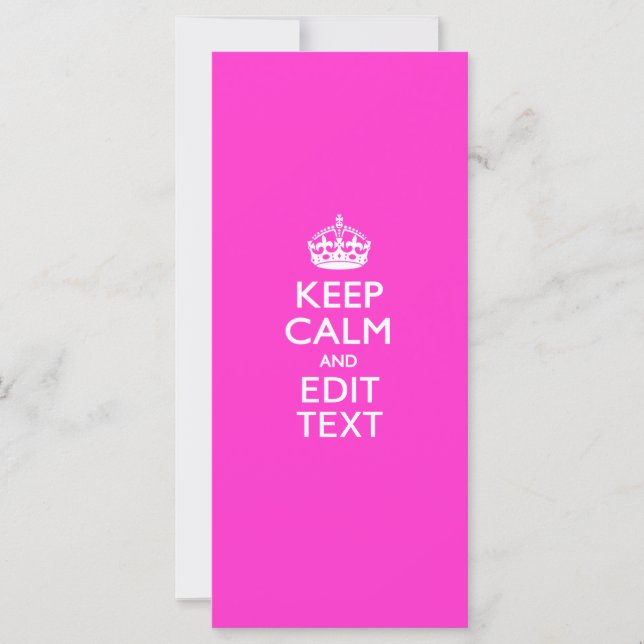 Personalized Keep Calm And Edit Text Hot Pink (Front)