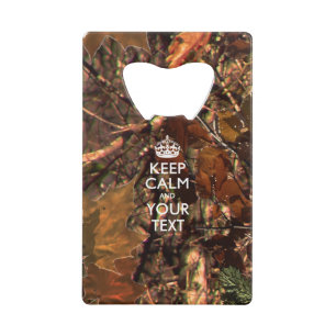 Personalized KEEP CALM AND Edit Text Hunter's Camo Wallet Bottle Opener