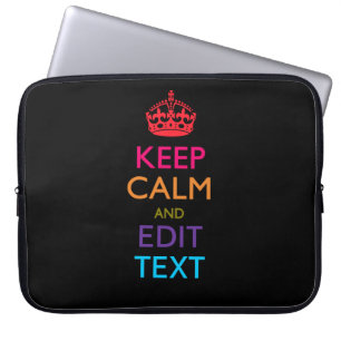 Personalized KEEP CALM AND Edit Text Multi Colour Laptop Sleeve