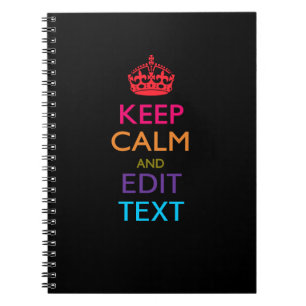 Personalized KEEP CALM AND Edit Text Multicolor Notebook