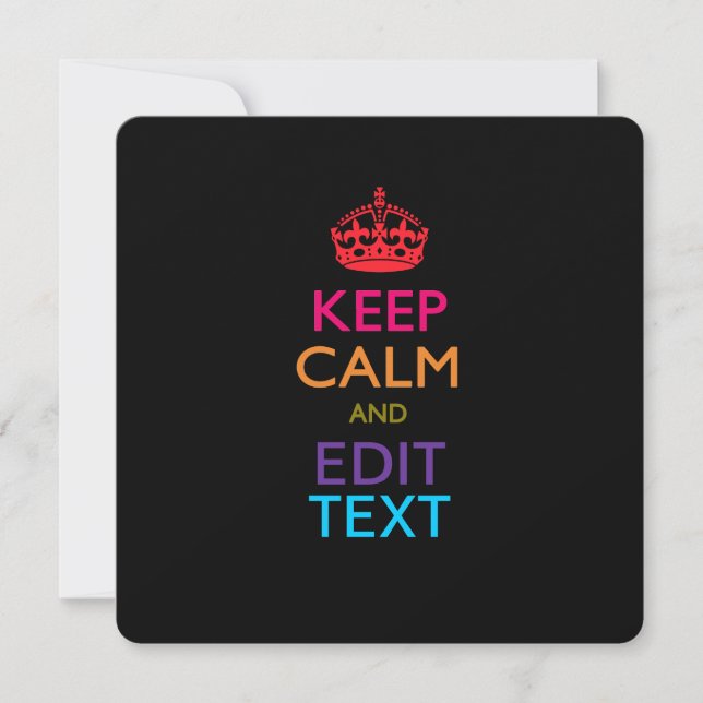 Personalized KEEP CALM AND Edit Text Multicolored (Front)