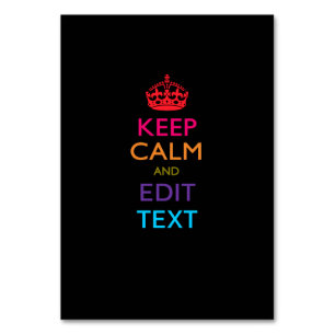 Personalized KEEP CALM AND Edit Text Multicolored Table Number