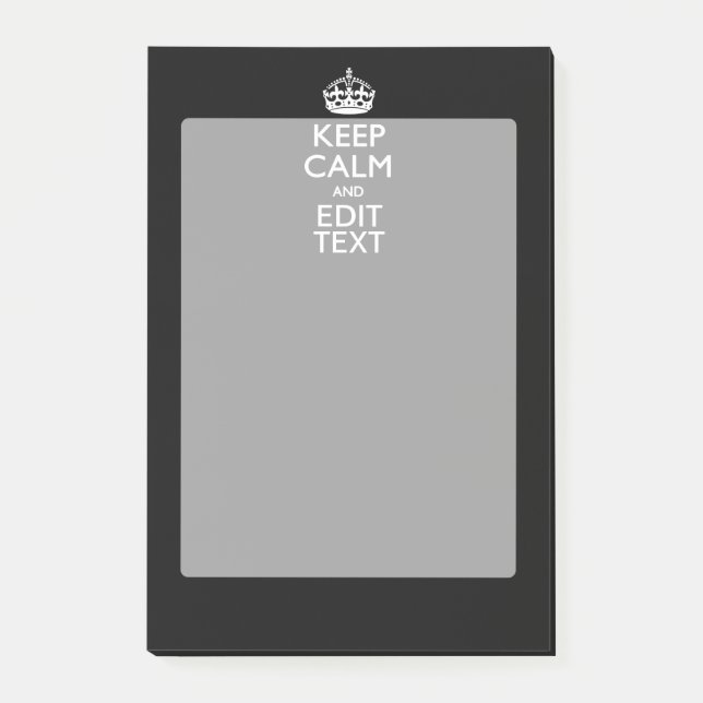 Personalized Keep Calm And Edit Text on Black Post-it Notes (Front)