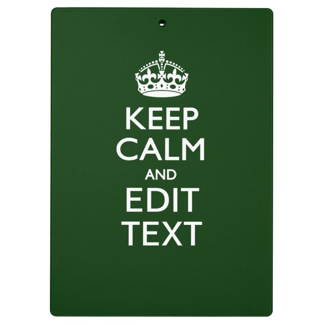 Personalized KEEP CALM AND Edit Text on Green Clipboard (Back)