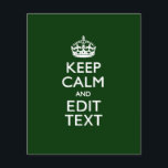 Personalized KEEP CALM AND Edit Text on Green Flyer<br><div class="desc">A personalized racy forest green Keep Calm and Carry On style saying on a custom gift. Humourous or whimsical try on your creative words on the two editable lines of text. Remember to use CAPITAL letters for best results. Embroidery designs are available in a wide selection of popular colour options....</div>