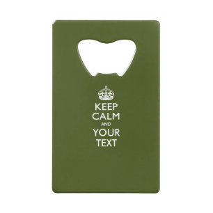 Personalized KEEP CALM AND Edit Text on Olive Wallet Bottle Opener