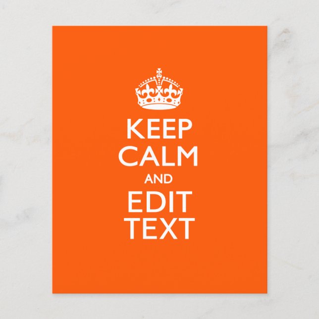 Personalized KEEP CALM AND Edit Text on Orange Flyer (Front)