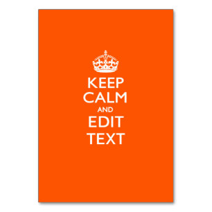 Personalized KEEP CALM AND Edit Text on Orange Table Number