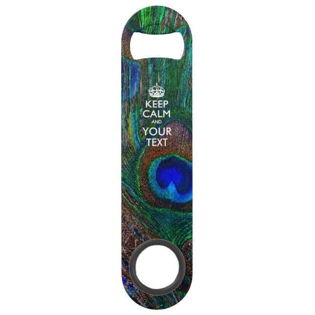 Personalized KEEP CALM AND Edit Text on Peacock Bar Key (Front)