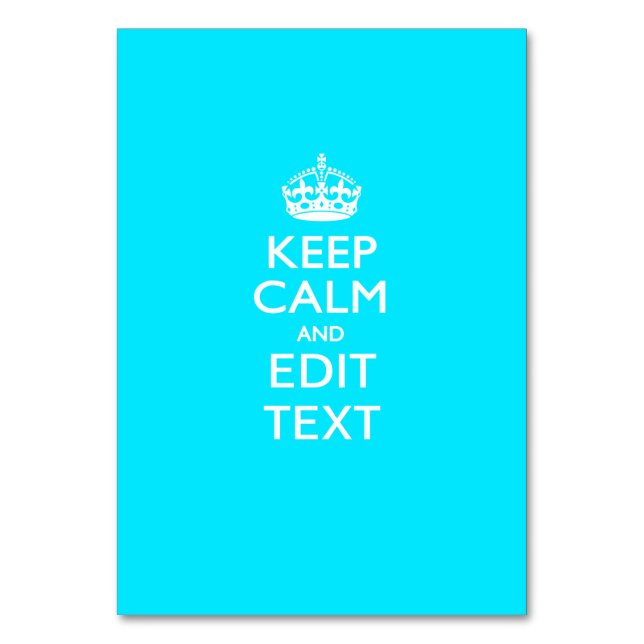 Personalized KEEP CALM AND Edit Text on Peacock Table Number (Front)