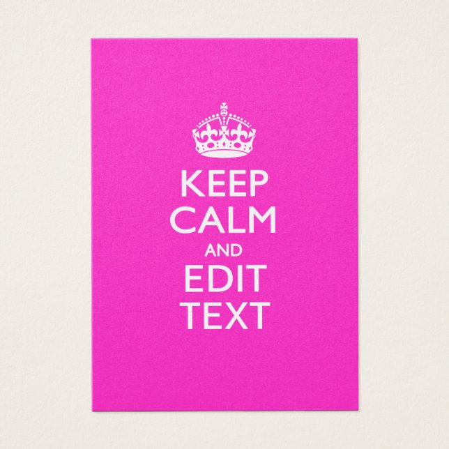 Personalized KEEP CALM AND Edit Text on Pink (Front)