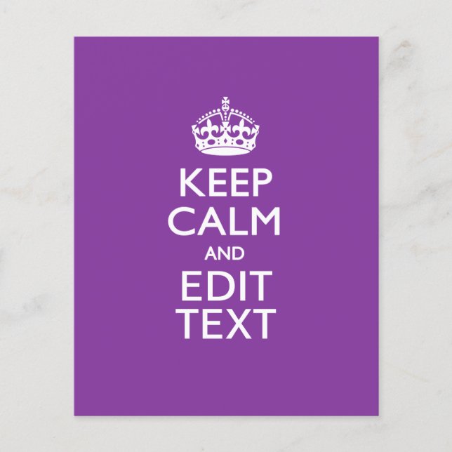 Personalized KEEP CALM AND Edit Text on Purple (Front)