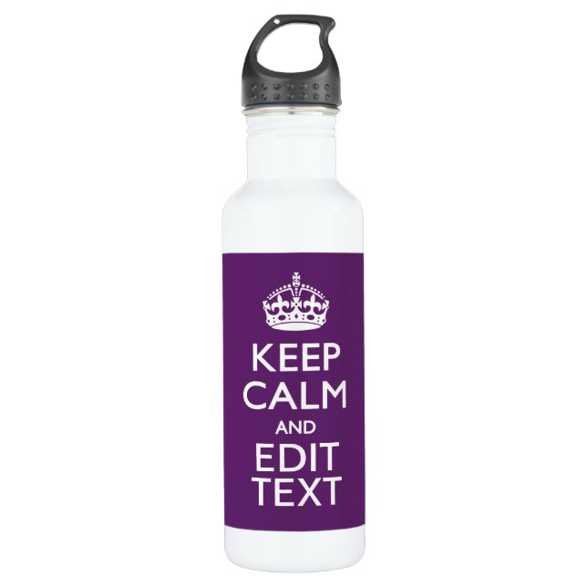Personalized KEEP CALM AND Edit Text on Purple 710 Ml Water Bottle (Front)