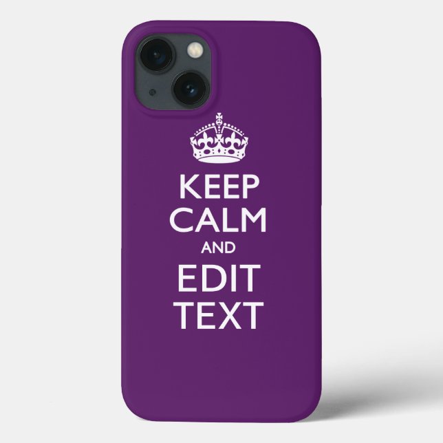 Personalized KEEP CALM AND Edit Text on Purple Case-Mate iPhone Case (Back)