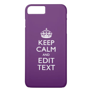 Personalized KEEP CALM AND Edit Text on Purple iPhone 8 Plus/7 Plus Case
