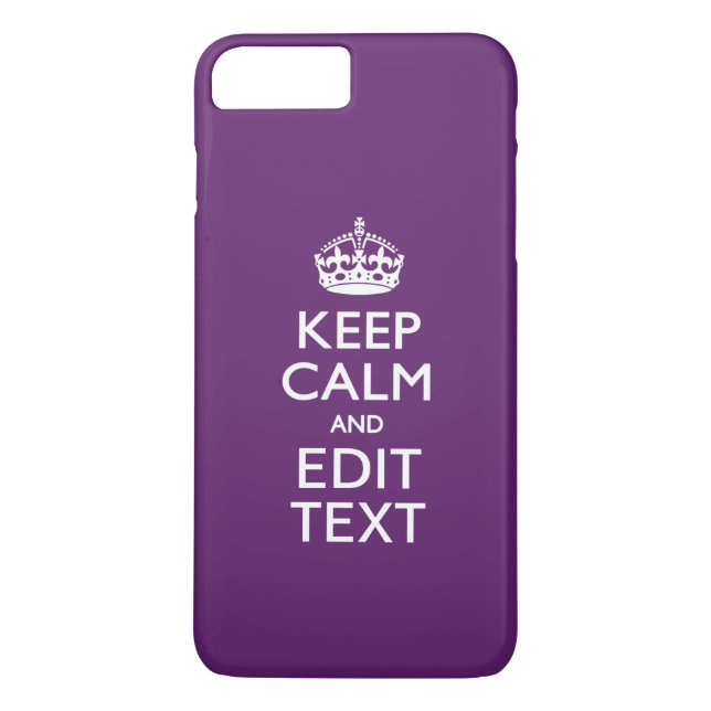 Personalized KEEP CALM AND Edit Text on Purple Case-Mate iPhone Case (Back)