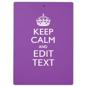 Personalized KEEP CALM AND Edit Text on Purple Clipboard