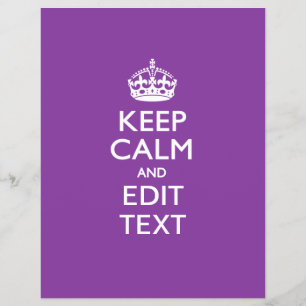 Personalized KEEP CALM AND Edit Text on Purple Flyer